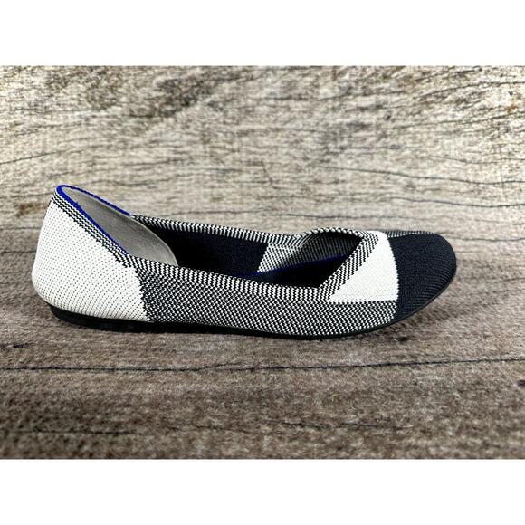 Rothy's The Flat Women's Cream Black Round Toe Knitted Flats Slip On Size 7.5 - Picture 5 of 10